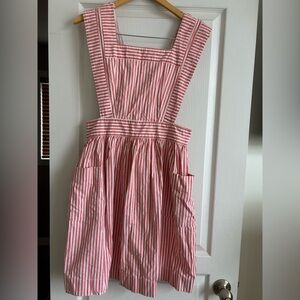 Vintage Pink Striped Pinafore Womens Medium Dress Bland made in Montreal